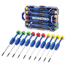 WORKPRO WP200530 CR-V 10 Parça Profesyonel Manyetik Hassas Tornavida Seti