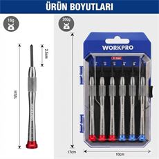 WORKPRO WP200549 6 Parça Profesyonel S2 Manyetik Saatçi Tornavida Seti