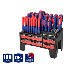 WORKPRO WP200560 100 Parça Duvar Askı Aparatlı Profesyonel CR-V Manyetik Tornavida ve Bits Uç Seti