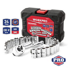 WORKPRO WP202541 3/8’ CR-V 24 Parça Metrik/İnç Ağır Hizmet Lokma Takımı