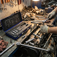 WORKPRO WP202564 1/2’ Cr-V 24 Parça Metrik Ağır Hizmet Lokma Takımı