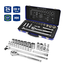 WORKPRO WP202564 1/2’ Cr-V 24 Parça Metrik Ağır Hizmet Lokma Takımı