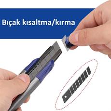 WORKPRO WP212022 18MM Ağır Hizmet Alüminyum Kasa Maket Bıçağı + 10 Adet Yedek Bıçak 