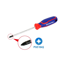 WORKPRO WP221037 PZ2x100mm CR-V Manyetik Profesyonel Yıldız Tornavida