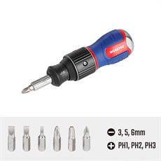 WORKPRO WP221071 6-IN-1 Profesyonel CR-V Cırcırlı Manyetik Topaç Tornavida Seti