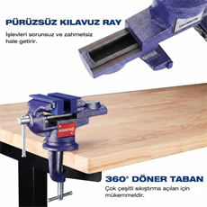 WORKPRO WP233010 65mm 360° Döner Tabanlı Örslü Profesyonel Mini Tezgâh Mengene