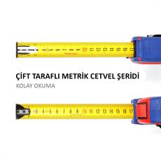 WORKPRO WP261040 3Mx16mm Naylon Kaplama Sarı Çift Taraflı Manyetik Çelik Şerit Metre 