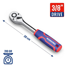 WORKPRO WP271008 3/8’’ Cr-V Profesyonel Cırcır Lokma Kolu