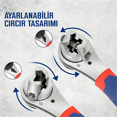 WORKPRO WP272063 7-22mm CR-V Profesyonel Ayarlanabilir 200mm Cırcır Anahtar