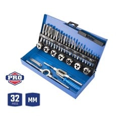 WORKPRO WP309008 32 Parça Profesyonel Metrik Kılavuz ve Pafta Takımı Diş Açma Seti