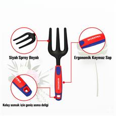 WORKPRO WP331027 290x82mm Çelik Profesyonel Mini Bahçe Çatalı