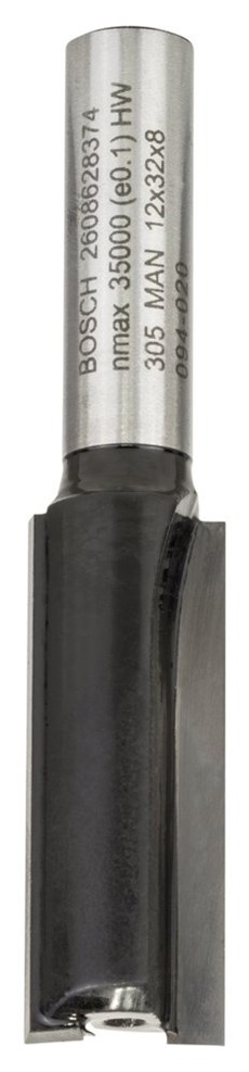 Bosch - Standard Seri Ahşap İçin Çift Oluklu, Sert Metal Ekstra Uzun Düz Freze Ucu 8*12*62mm