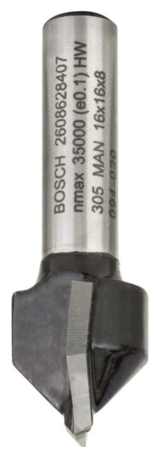 Bosch - Standard Seri Ahşap İçin Çift Oluklu Sert Metal V-Kanal Freze 8*16*45 mm