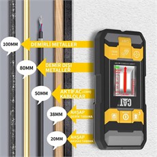 CAT DA980621 3.7Volt Li-Po 3’ü 1 Arada 40M Lazer Metre +Hizalama +Metal/Ahşap/Voltaj Dedektörü