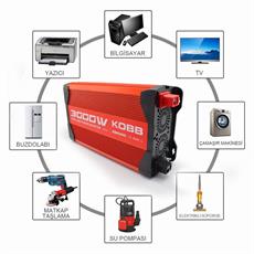 KOBB KBN3000 12V/220V 3000Watt Tam Sinüs Dönüştürücü İnvertör