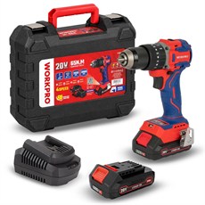 WORKPRO WP390019 20Volt 2.0Ah Li-ion 65Nm. Çift Akülü Kömürsüz Profesyonel Şarjlı Darbeli Matkap