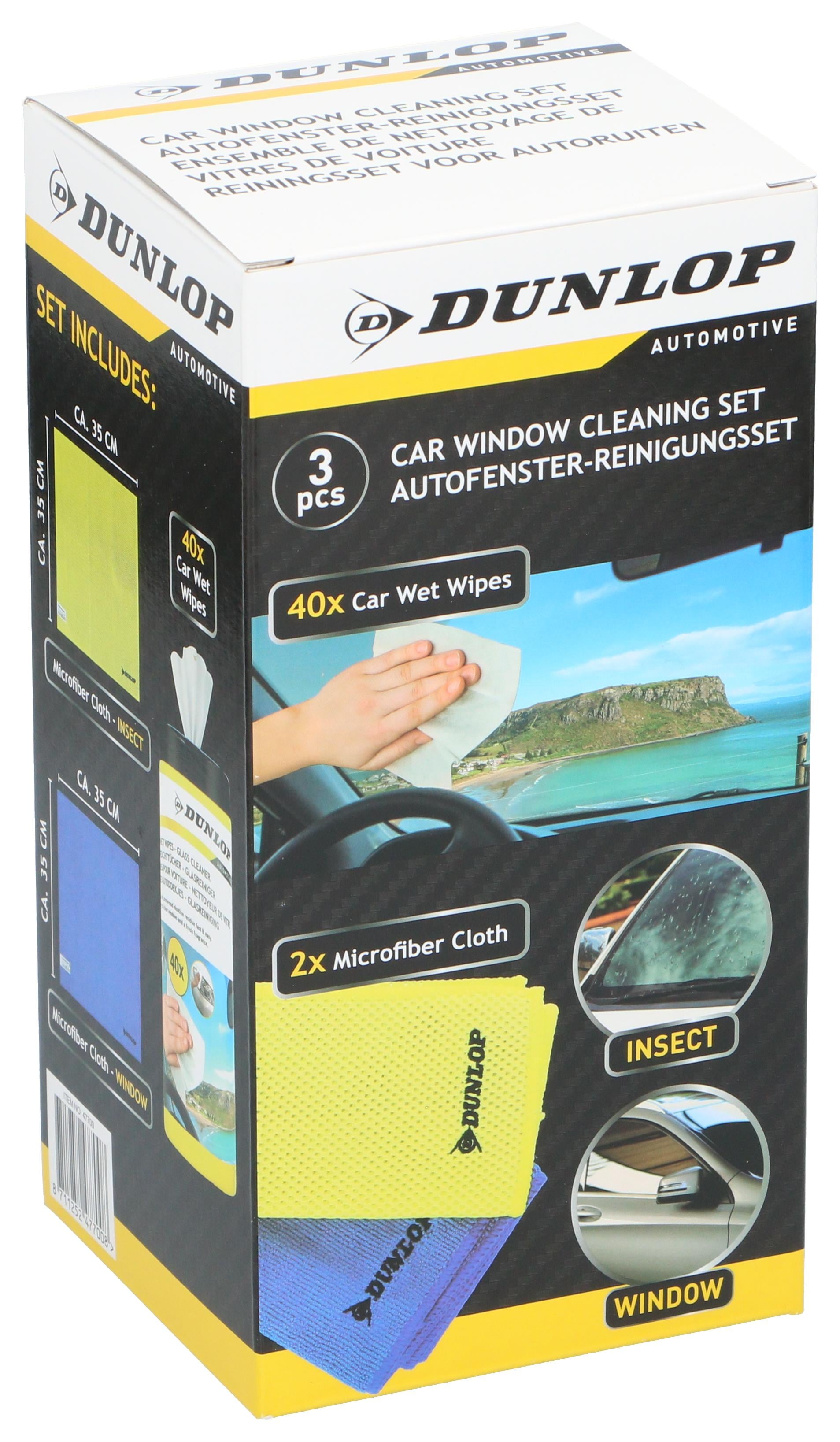 Dunlop DUN103 Cam Temizlik Seti 2 Adet Mikrofiber Bez 35x35 cm (250 gsm) + 40 Adet Temizleme MendiliDunlop871125247700Oto Kuaför Ürünleri-LastikTR.com