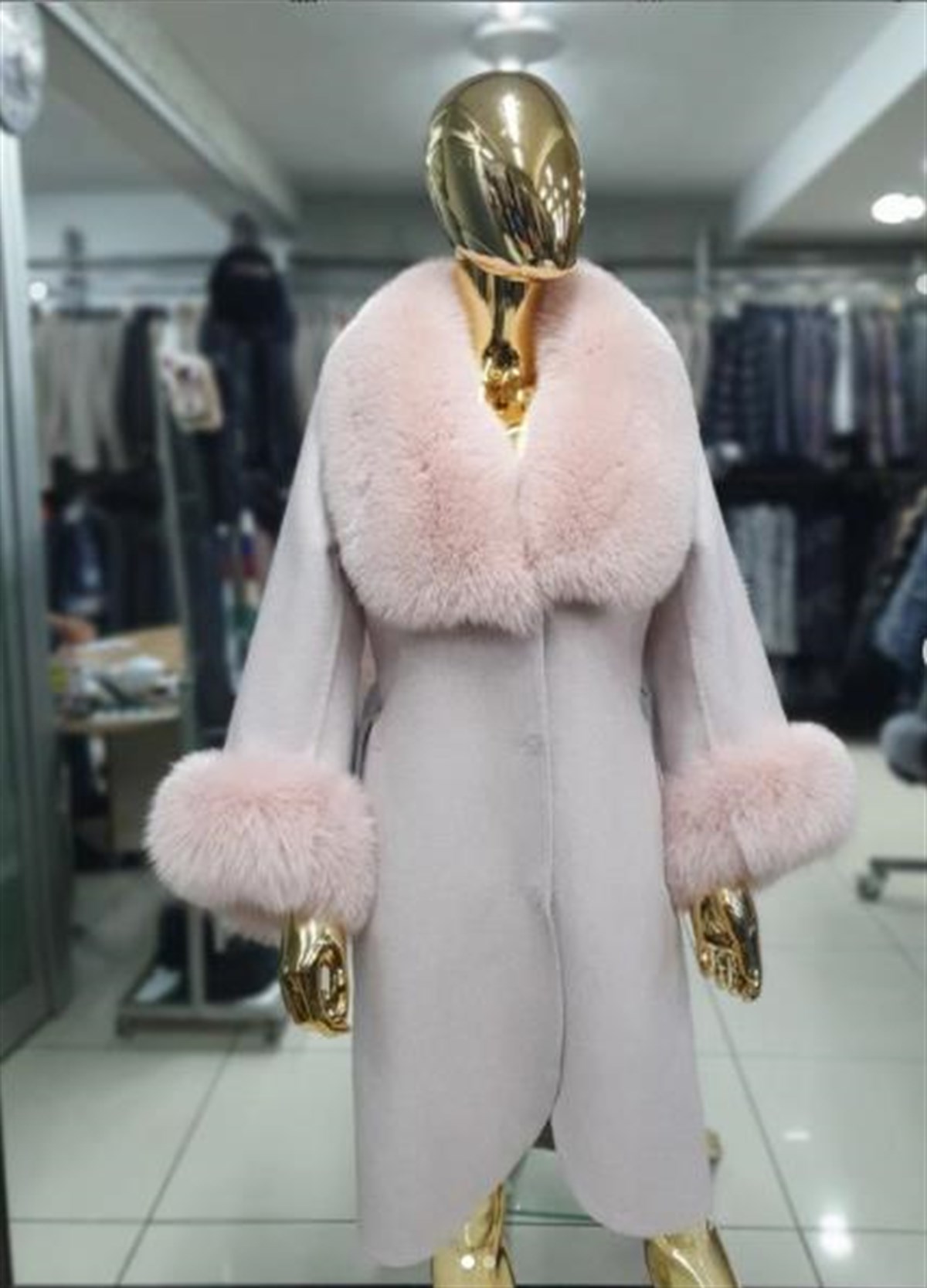 Hakiki Deri Açık Pembe Kadın Kürk Ceket Mont %100 Orijinal Deri