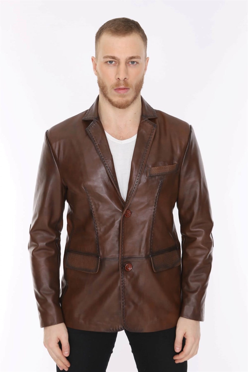 Erkek Deri Ceket Blazer