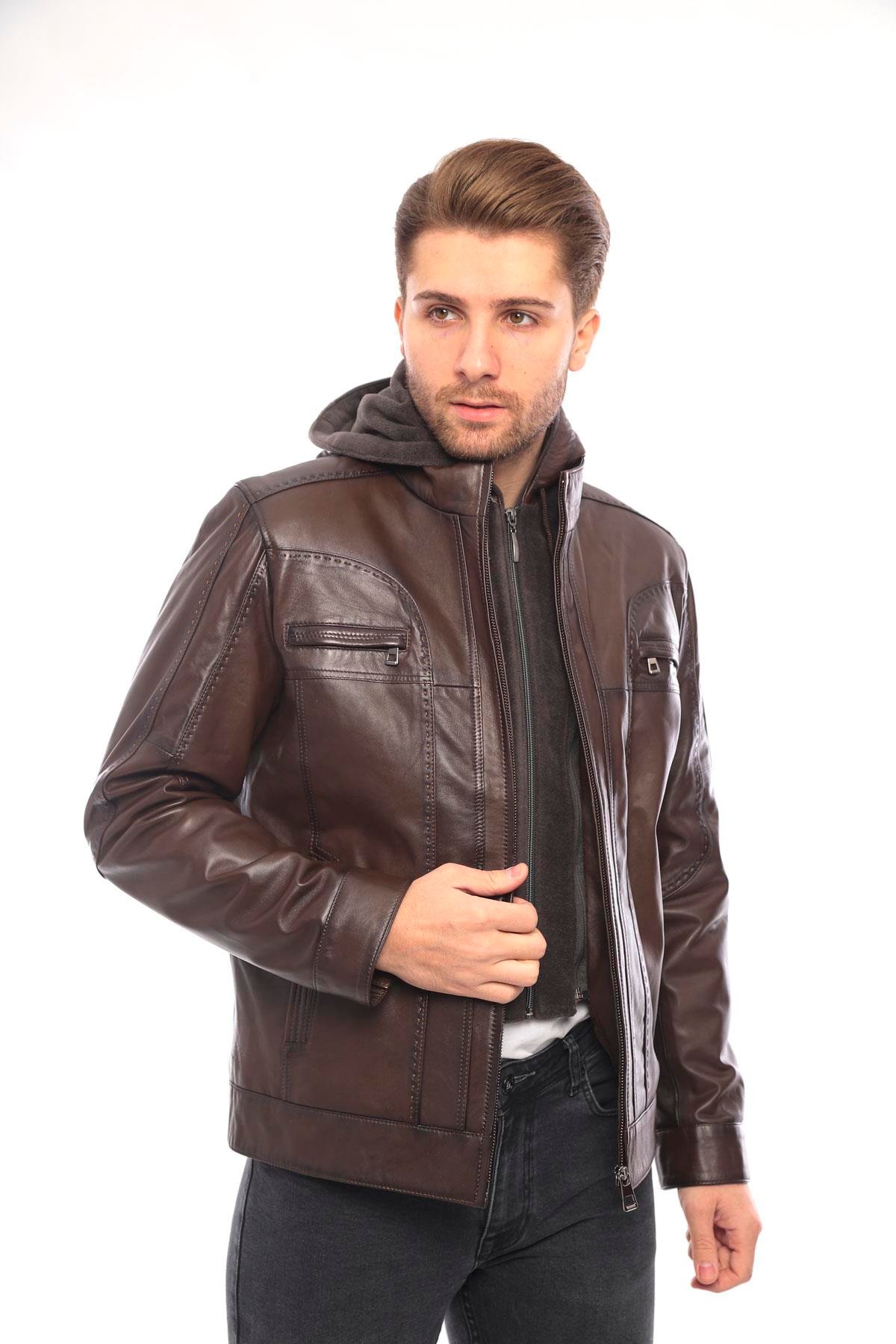 Erkek Deri Ceket Kapüşonlu - EM02031