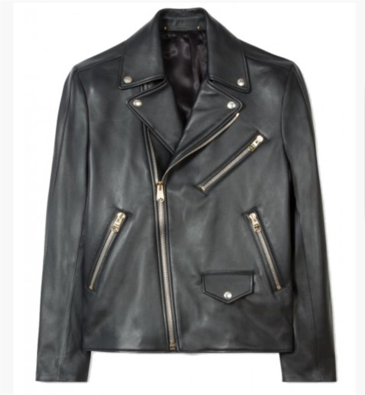 Hakiki Deri Siyah Clavin Fermuarlı Erkek Deri Ceket