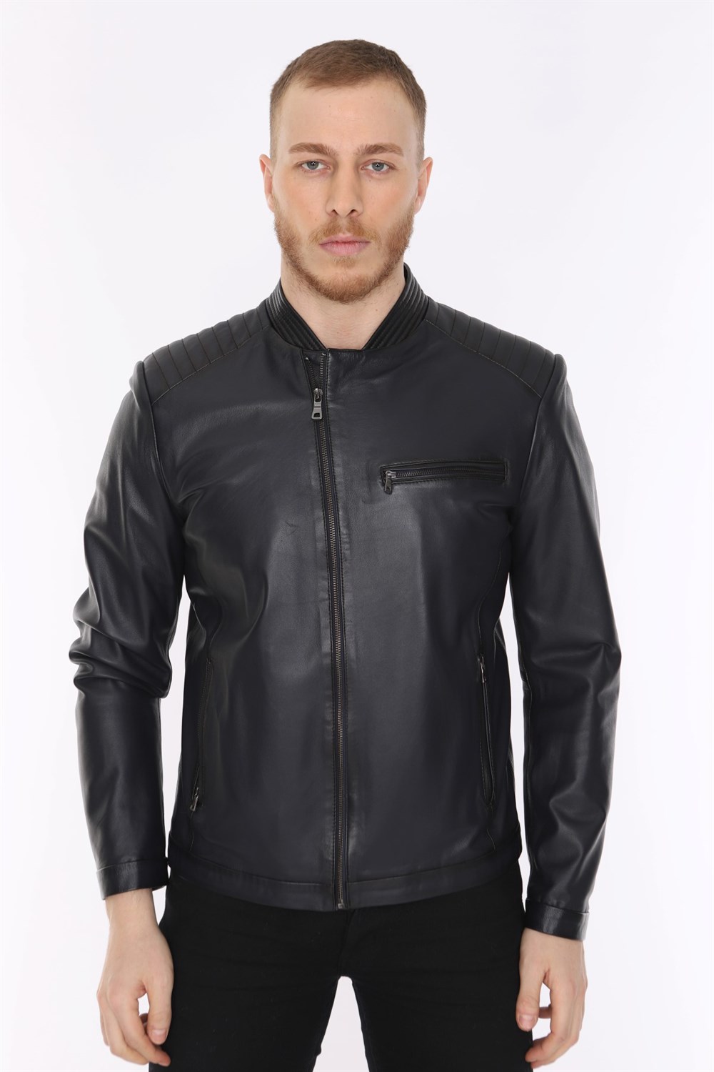 Erkek Deri Mont Lacivert Eclipse Classic