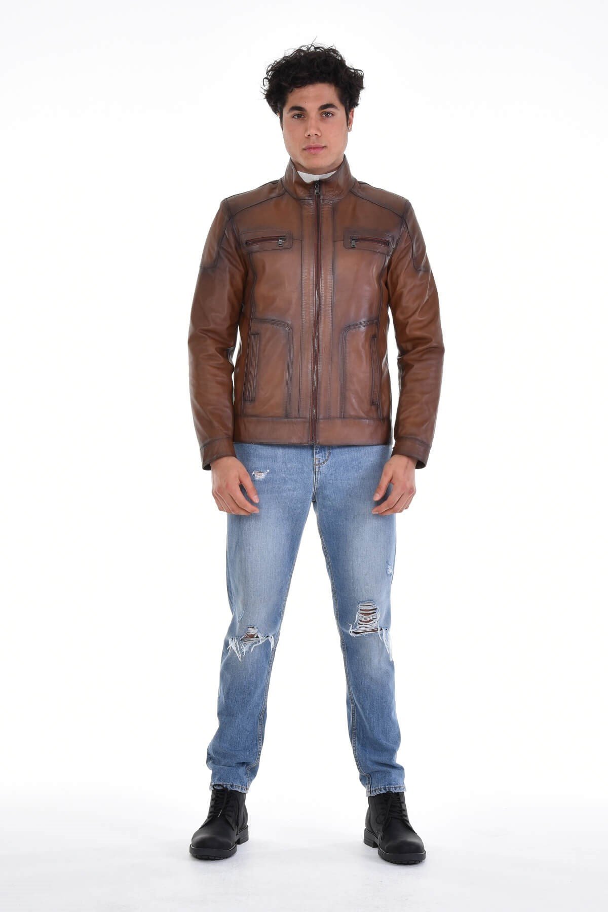 Eugeni Siyah Erkek %100 Orijinal Deri Ceket