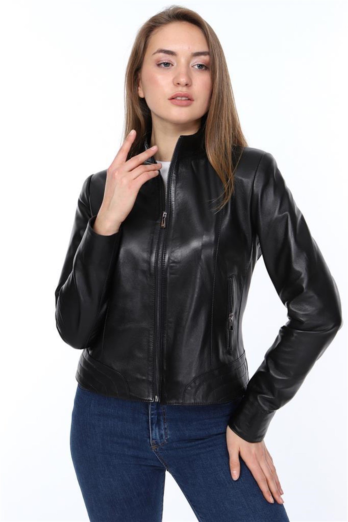 Hakiki Deri Siyah Nico Kadın Ceket