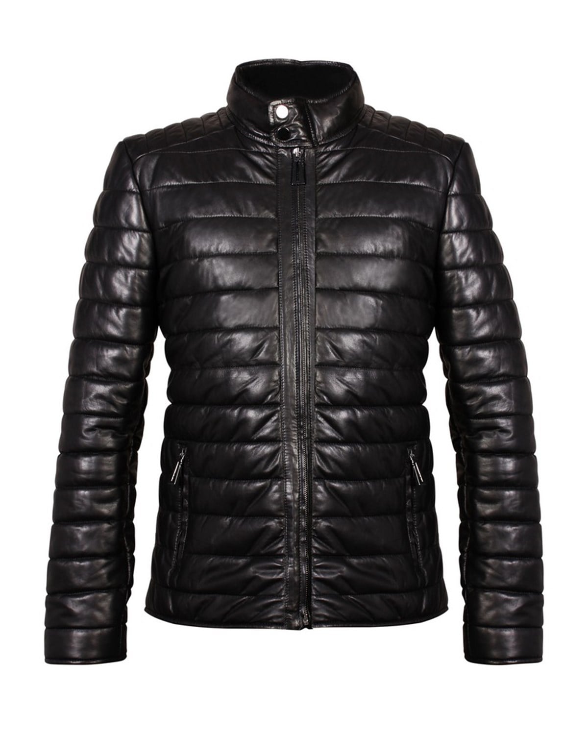 Hakiki Deri Siyah Şişme Erkek Deri Ceket