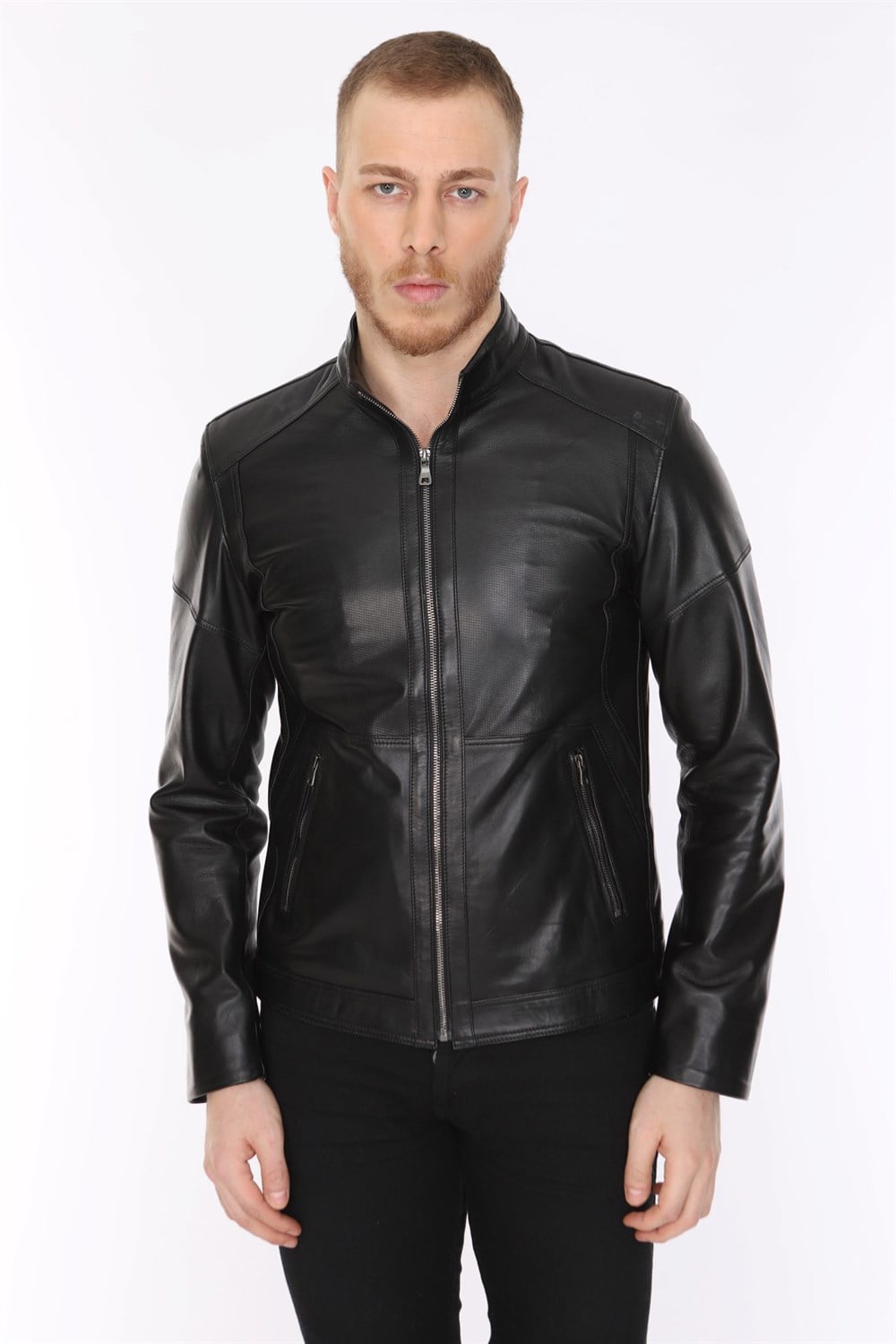 Erkek Deri Mont Siyah Daimy