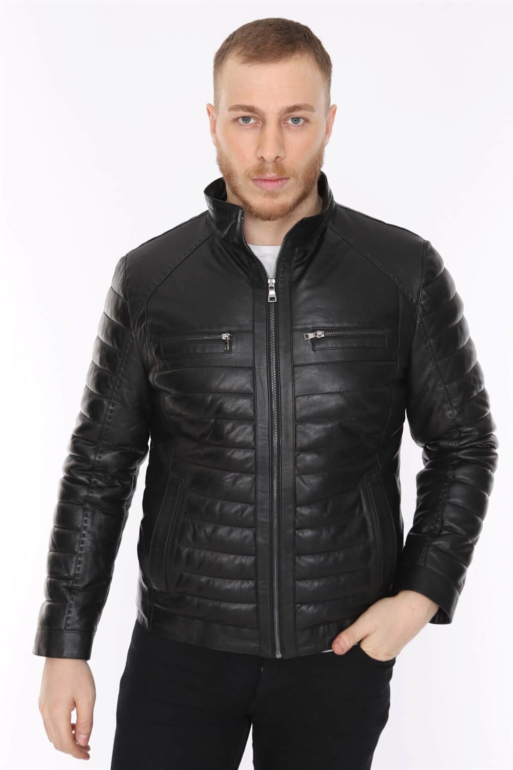 Erkek Deri Mont Siyah Matign