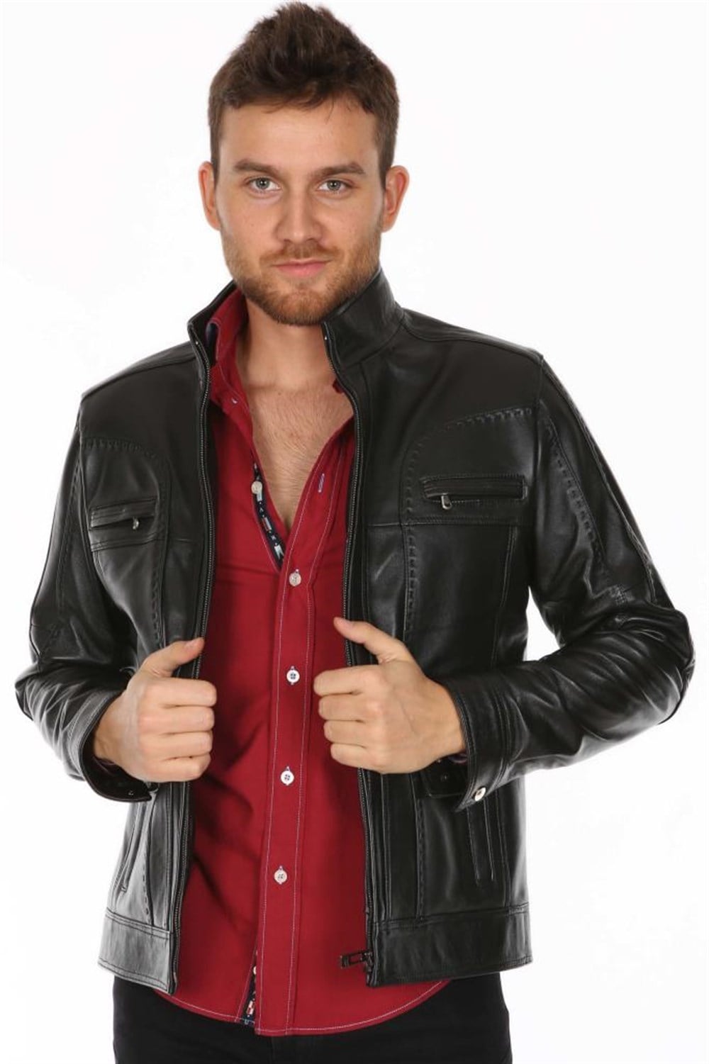 ERKEK DİKİŞ MODEL CASUAL DERİ MONT