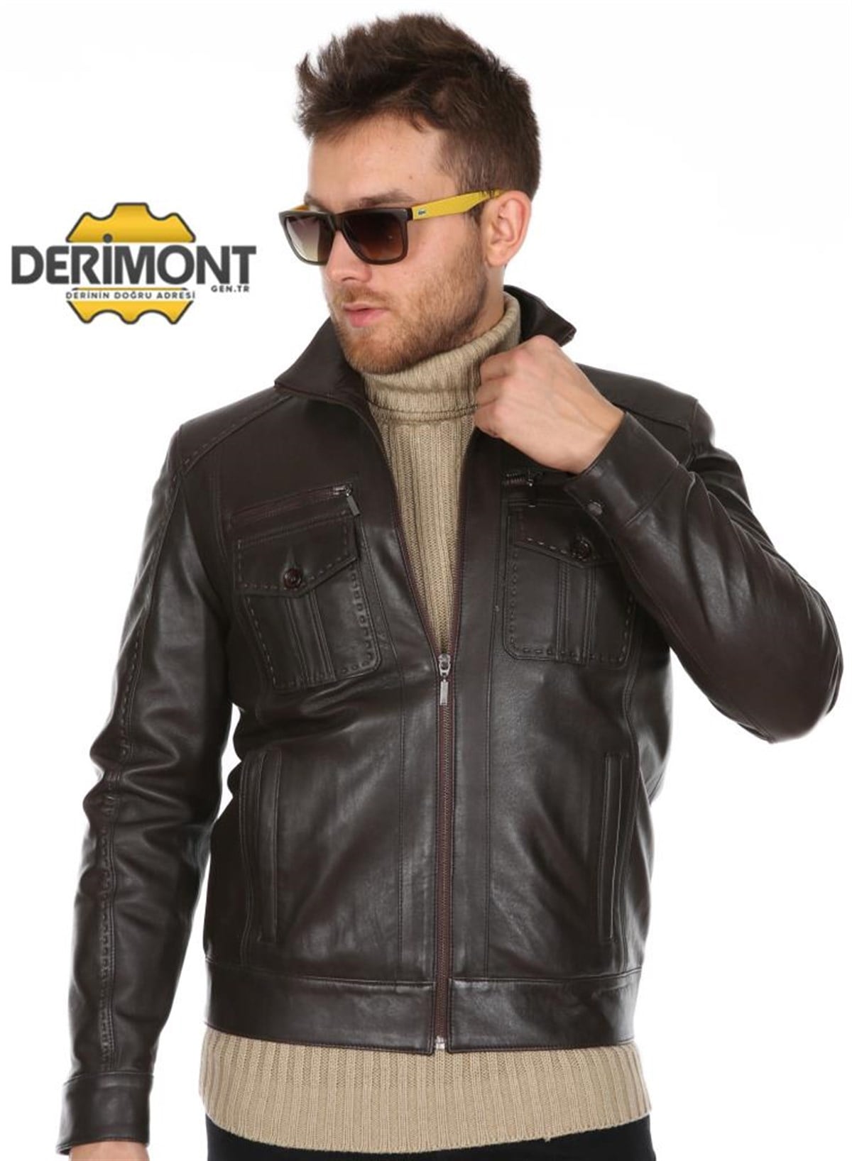 Hakiki Deri Siyah Gömlek Cepli Erkek Deri Ceket