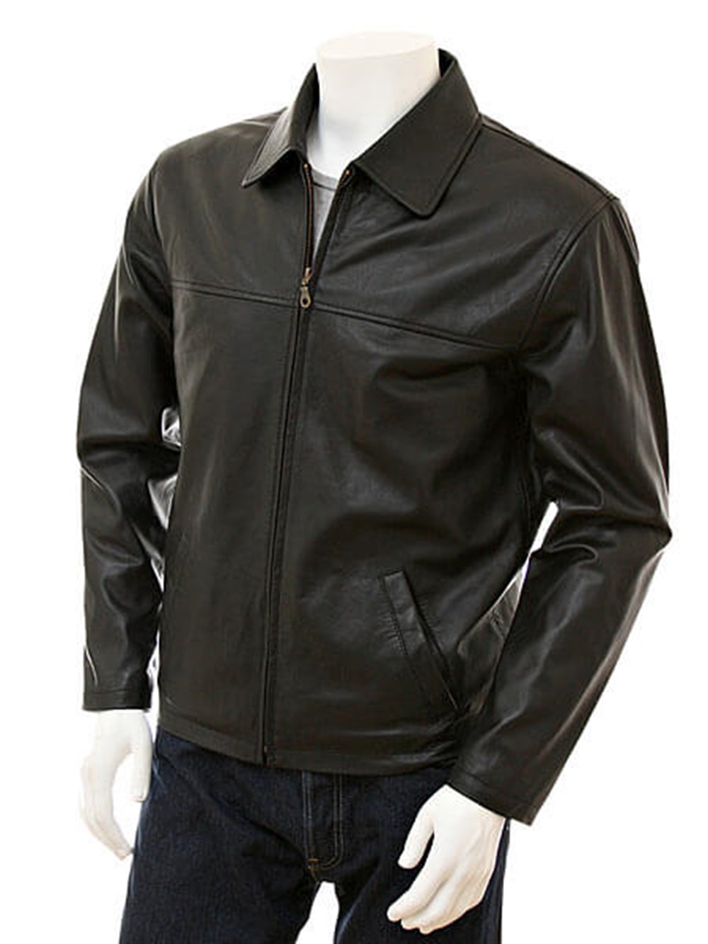 Erkek Siyah Deri Ceket Harrington