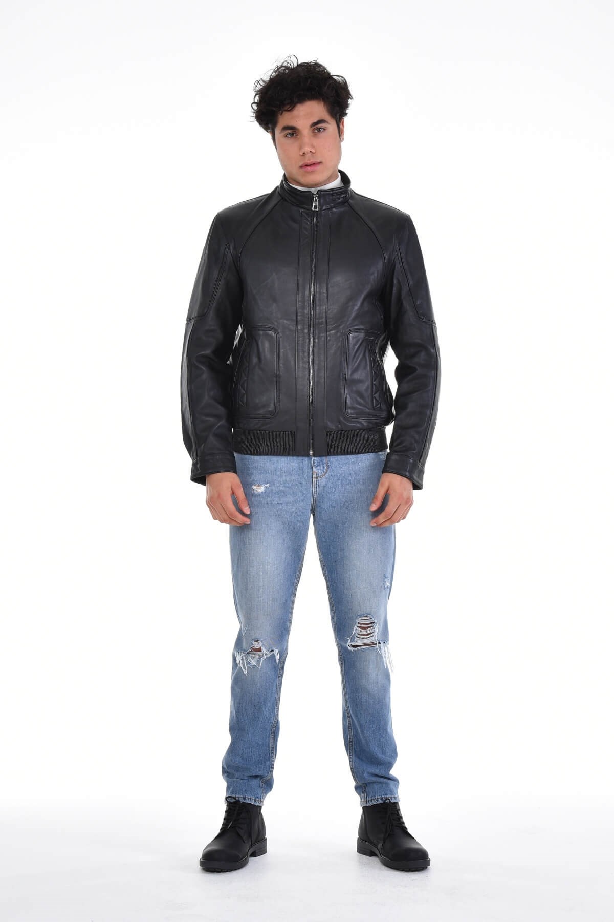 Lanzo Siyah Erkek %100 Orijinal Deri Ceket