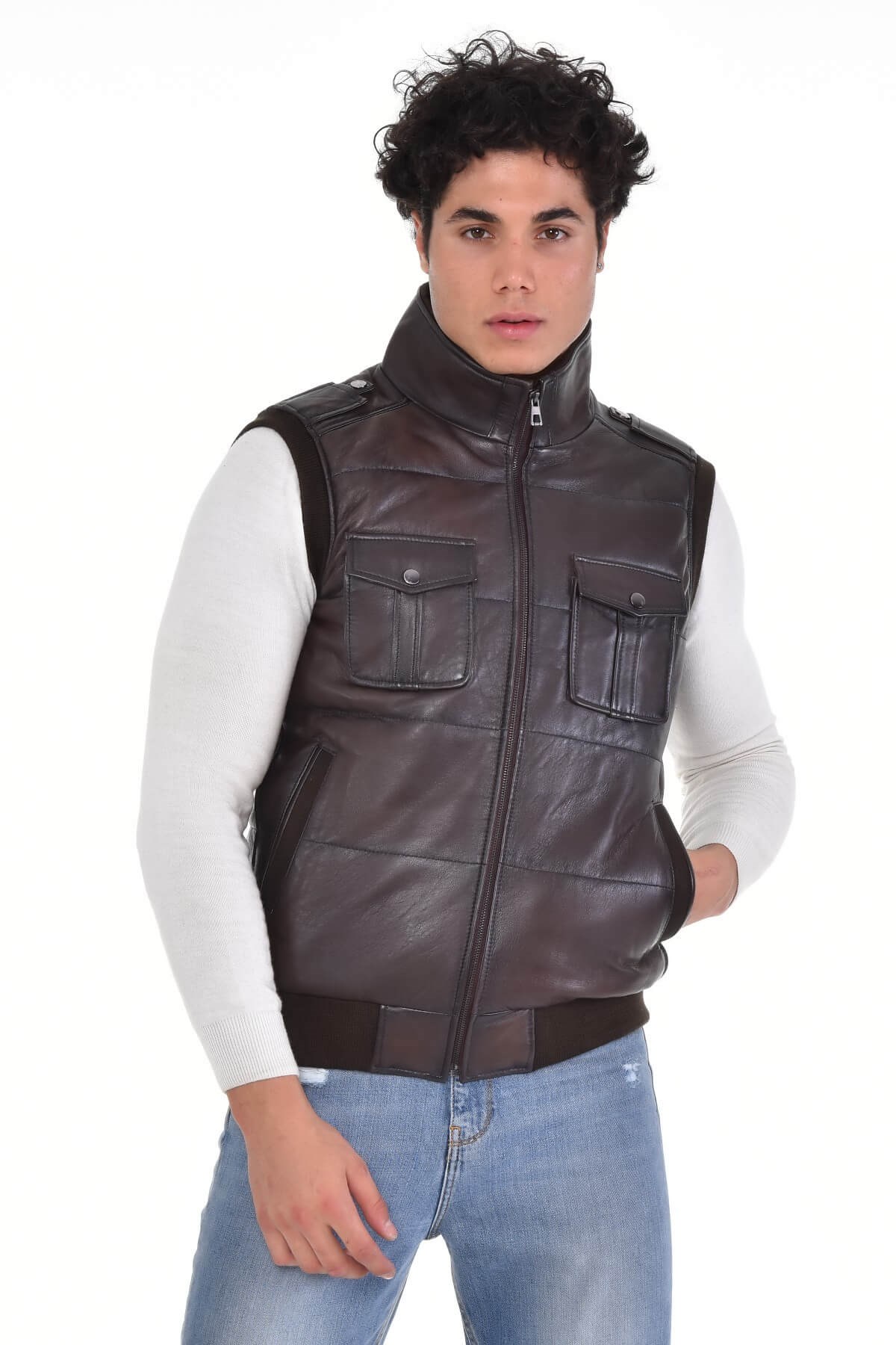 Tom Siyah Erkek %100 Orijinal Deri Yelek