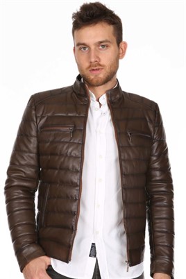 ERKEK KAHVE ŞİŞME DERİ MONT