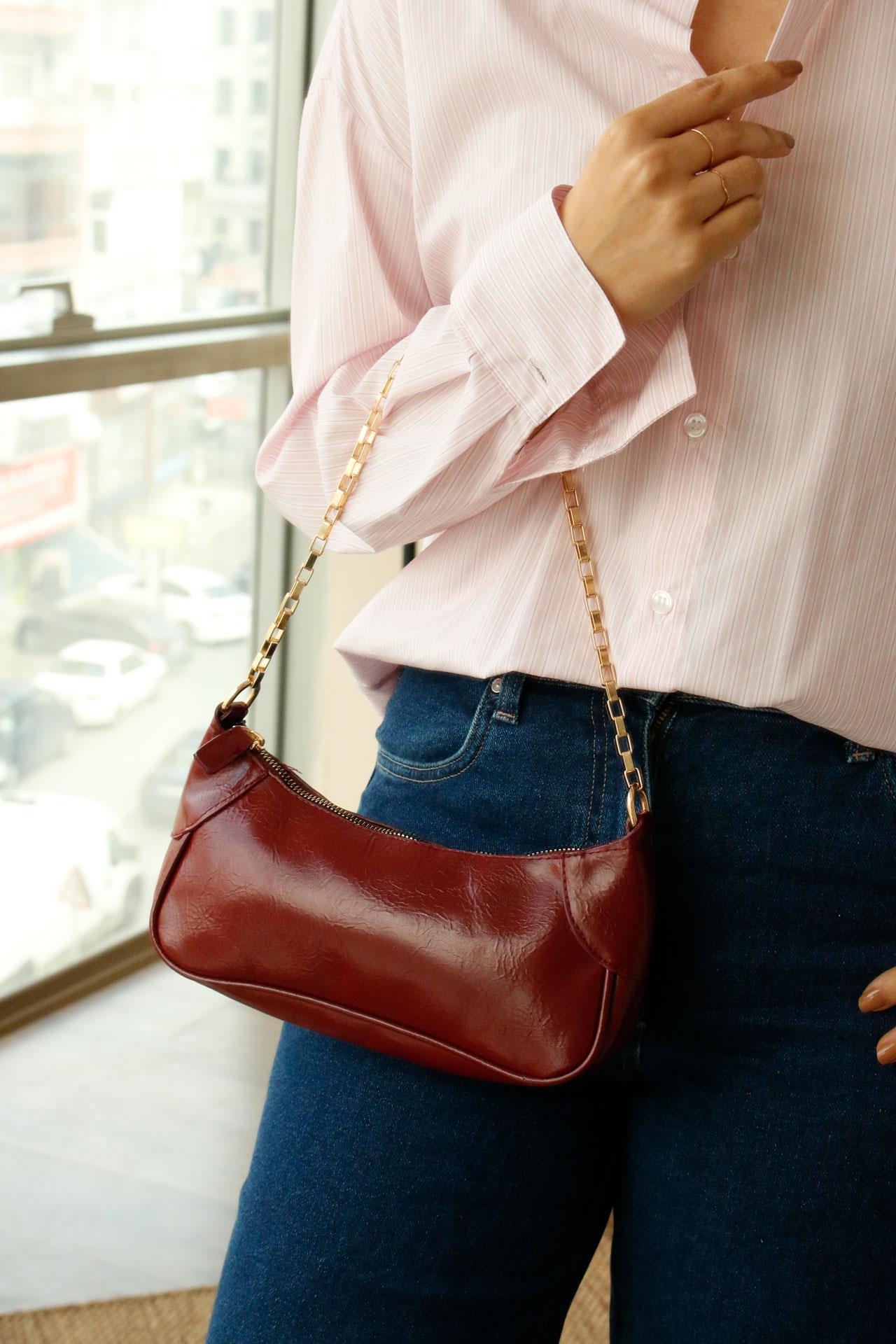 Agatha Bordo Baget Kadın Çanta 