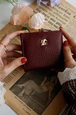 Caren Bordo Vintage Kadın Cüzdan(el cüzdanı)