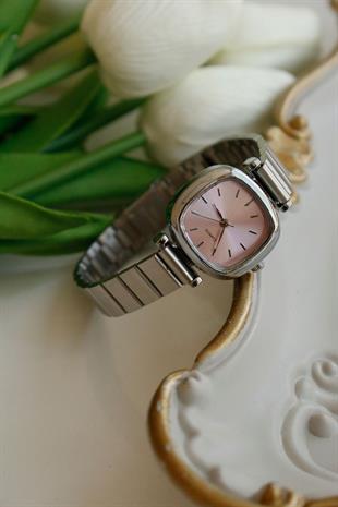 Carolyn Retro Silver Kadın Metal Kol Saati(içi pudra)