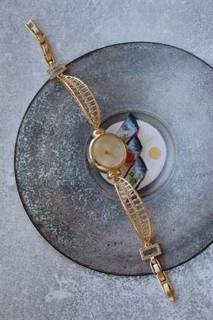 Fley Gold Taş Detaylı Kadın Kol Saati