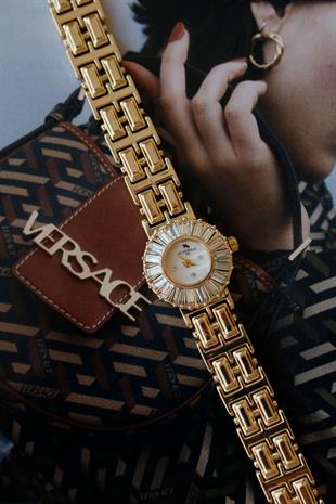 Greth Gold Taş Detaylı Kadın Kol Saati