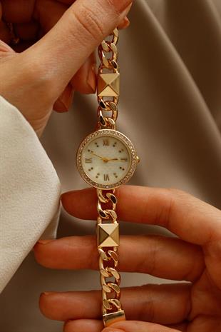 Premium Alice Gold Metal Kadın Kol Saati