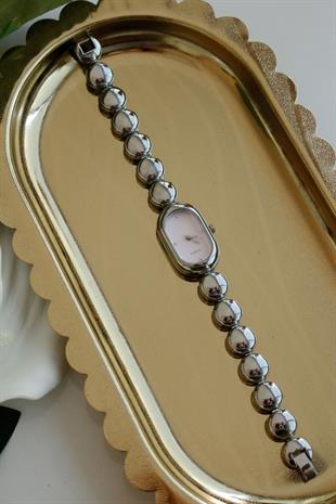 Premium Zerina Silver Metal Kadın Kol Saati(pudra kadran)