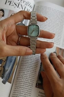 Promise Silver Takvimli Metal Kadın Kol Saati(turkuaz kadran)
