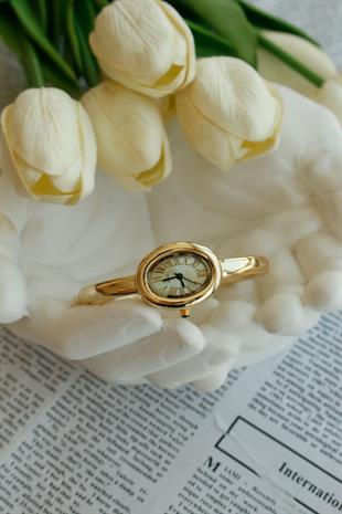 Ribero Gold Oval Metal Kadın Kol Saati(yeşil kadran)