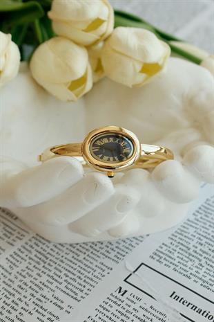 Ribero Gold Oval Metal Kadın Kol Saati(lacivert kadran)