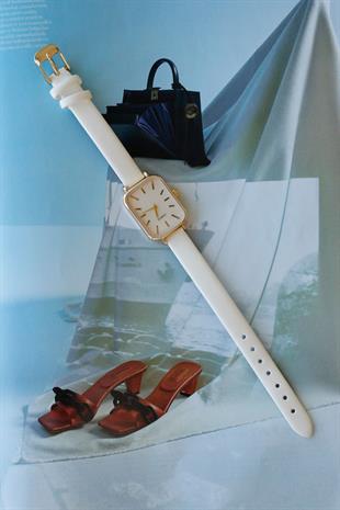 Timeless Beyaz Deri Kadın Kol Saati