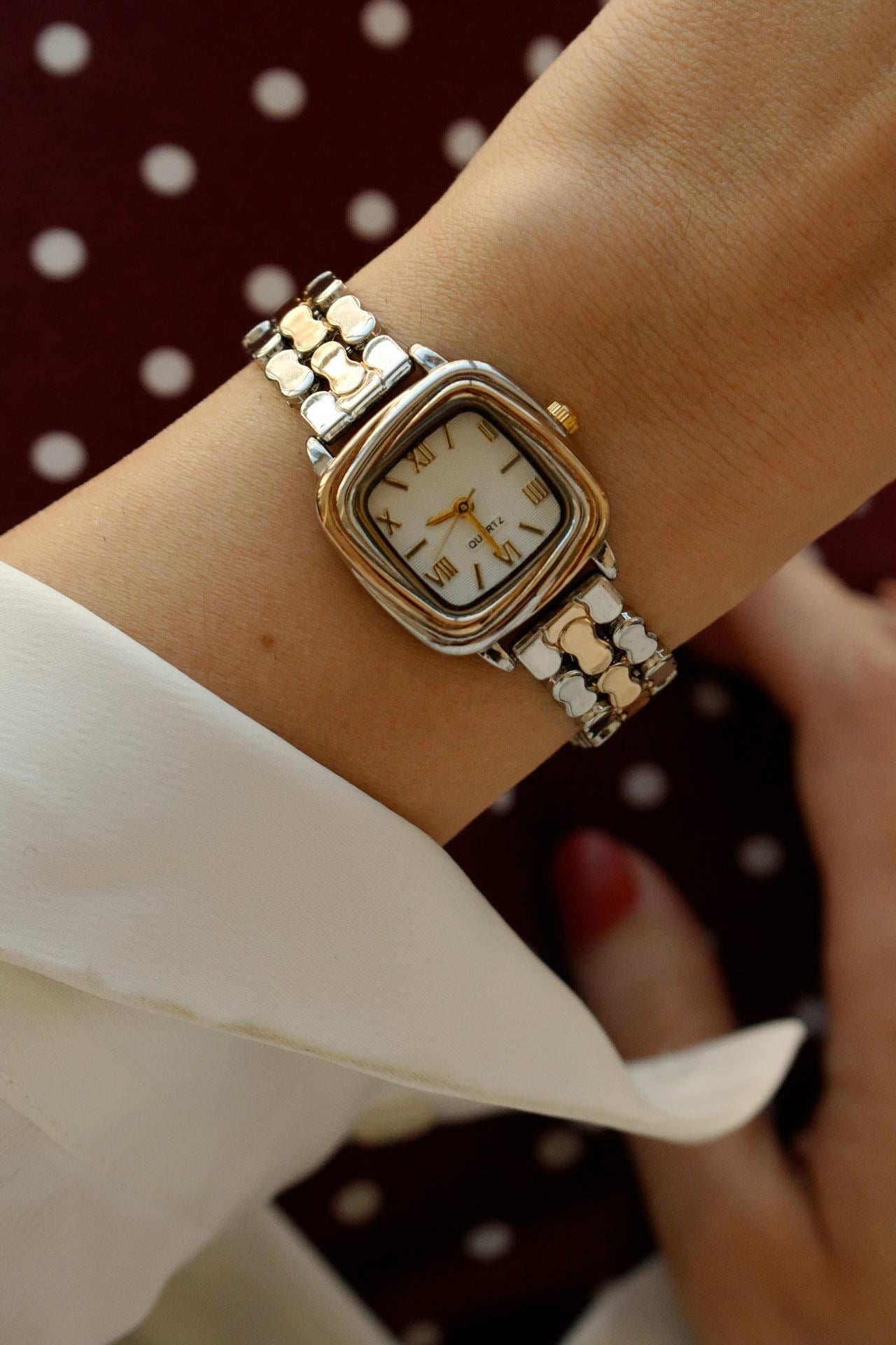 Dorey Dokulu Kordon Gold&Silver Metal Kadın Kol Saati