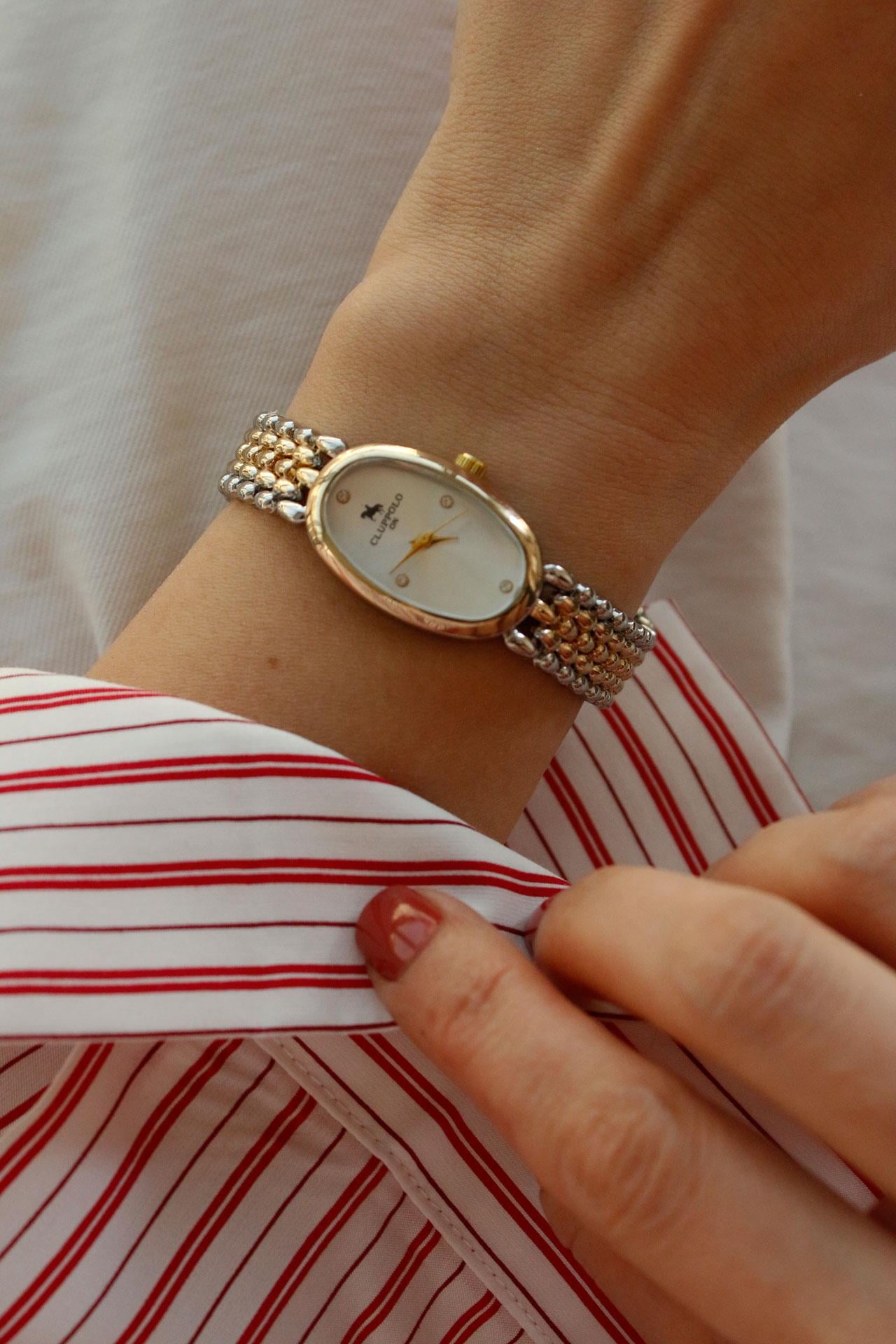 Lorea Oval Gold&Silver Metal Kadın Kol Saati